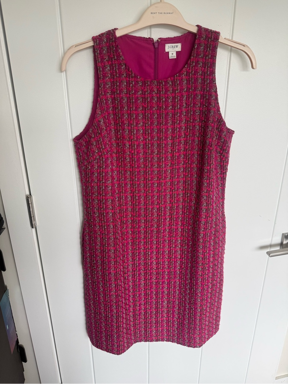 J. Crew Fuchsia Tweed Sleeveless Shift Dress